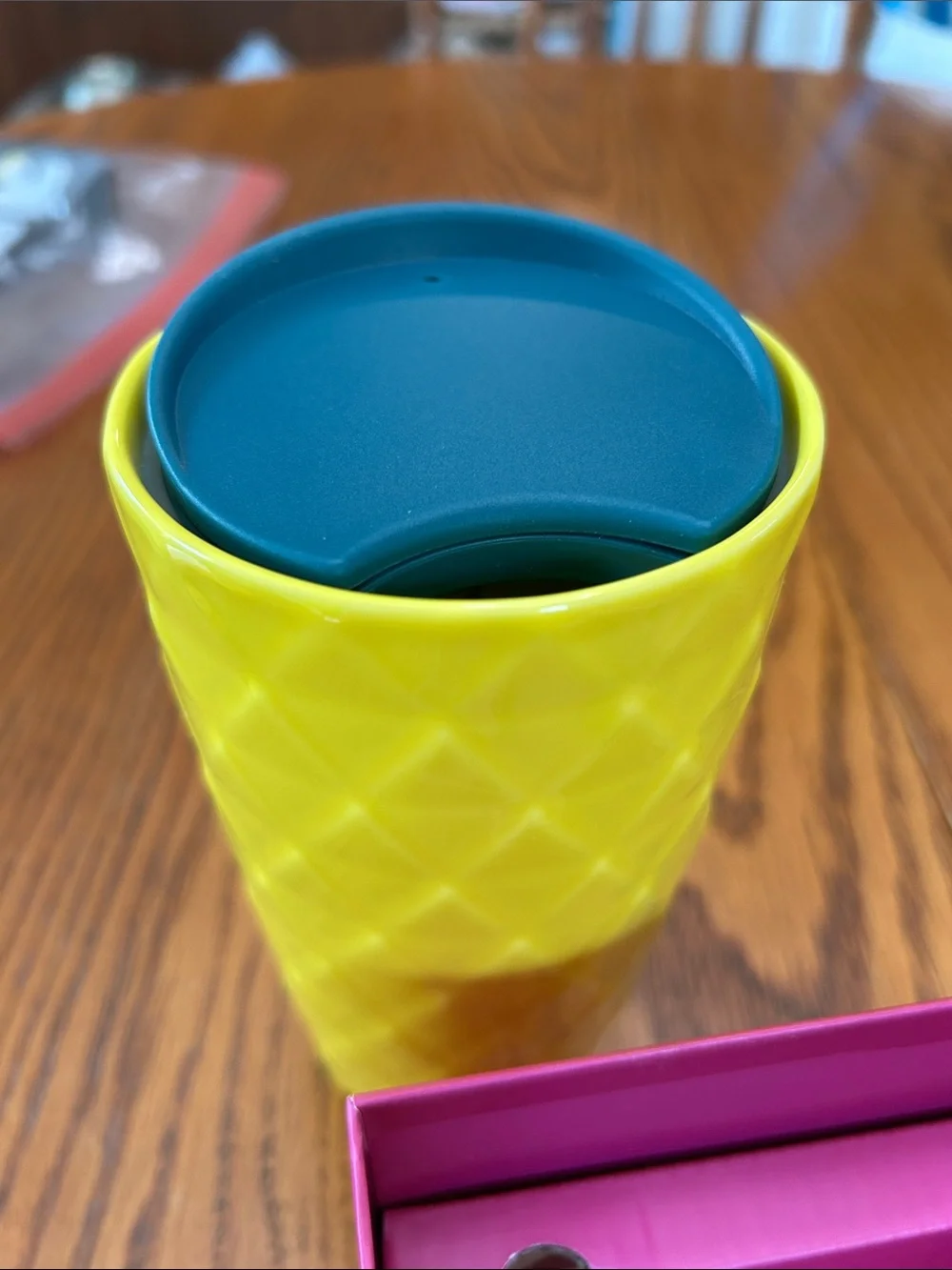 Starbucks Bright Yellow Pineapple Hawaii Double Wall Ceramic Tumbler NEW